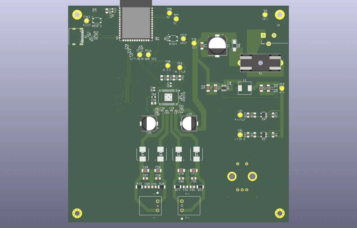 Previzualizare 3D Spate PCB Web Radio ESP32-S3